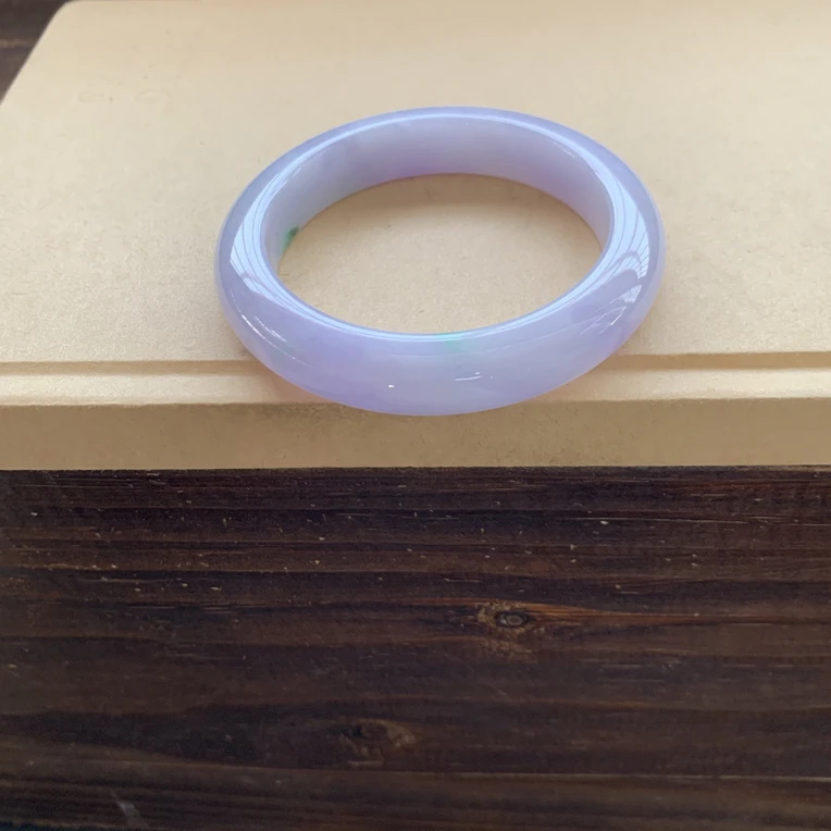 冰润高糯化浓紫飘绿手镯9800圈口57.5-12.2-10.4，天然翡翠缅A小纹