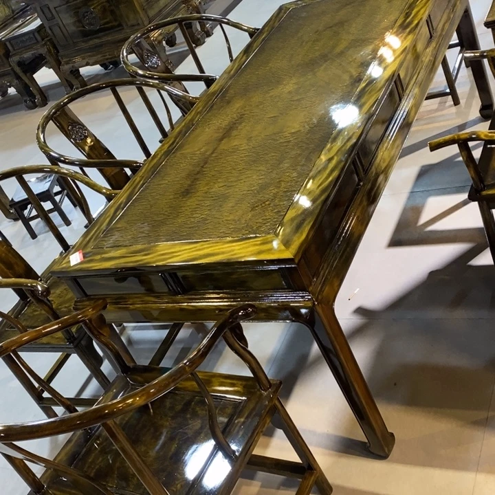 楠木1.98米独板干泡茶桌八件套