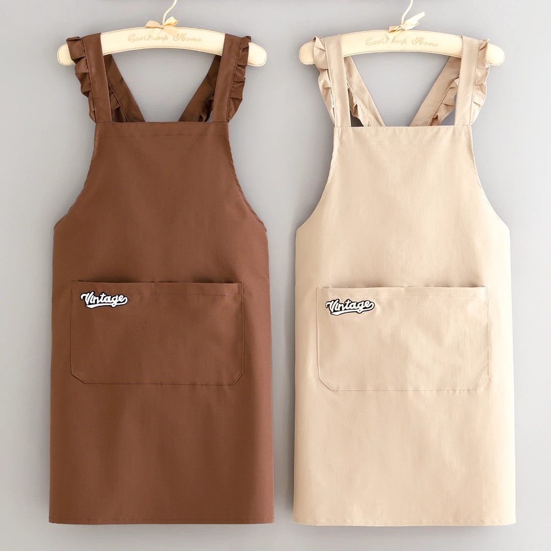 时尚防泼水围裙长袖家用厨房做饭围腰女韩版洋气罩衣成人工作服男