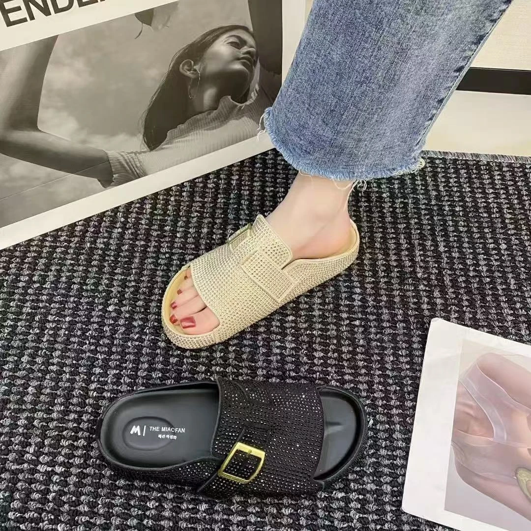 【芳心暗许的人鱼公主】踩屎感厚底凉拖鞋仙女风亮片沙滩鞋  F-603