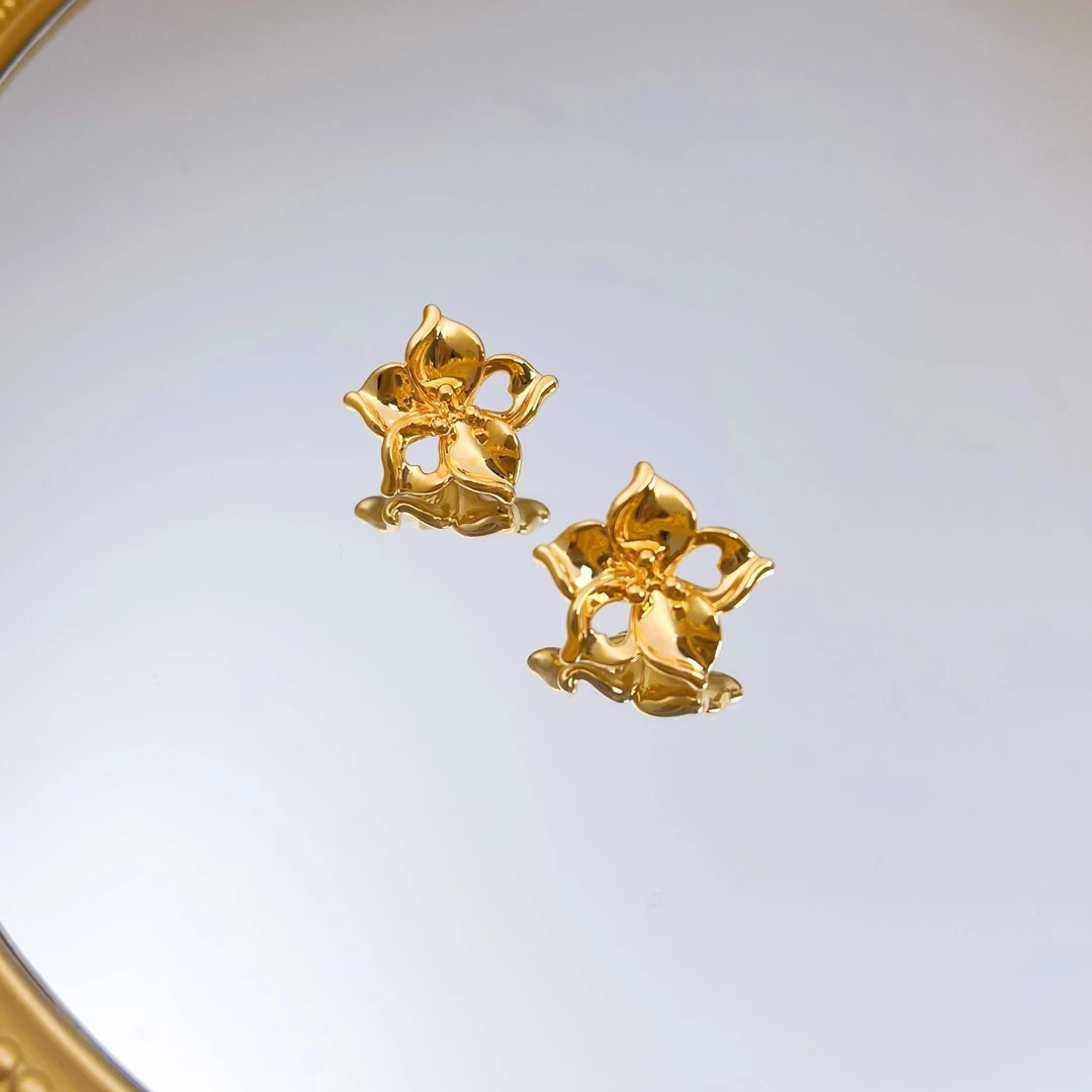 【小紫荆花】足金999黄金5D无氰小紫荆花潮流时尚耳钉