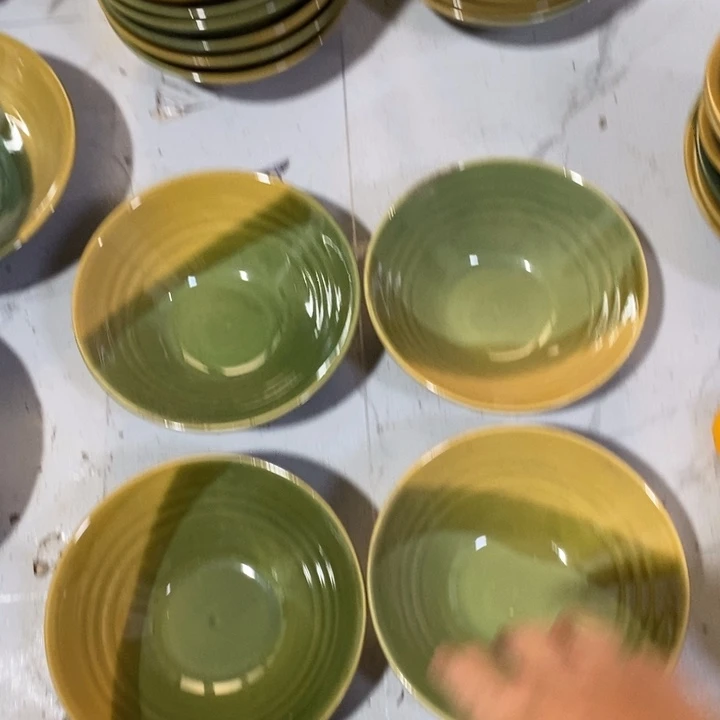 瓷片五厂窑变三色面碗4个，
