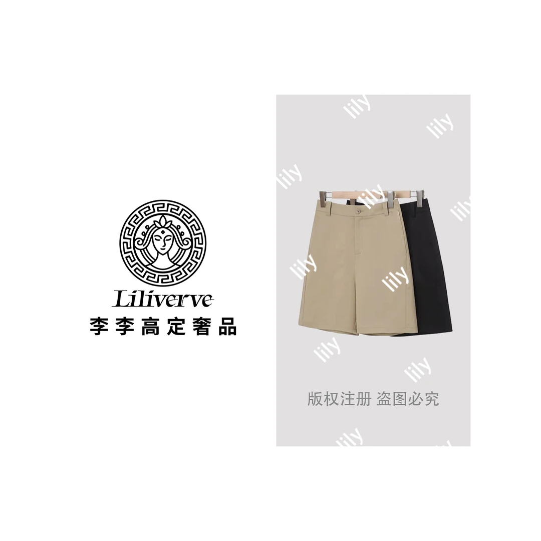 【李李lily】简约凉感时尚直筒百搭显瘦休闲短裤  H72363
