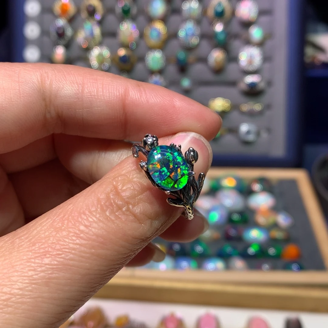 欧泊银S925镶嵌戒指款式T****好