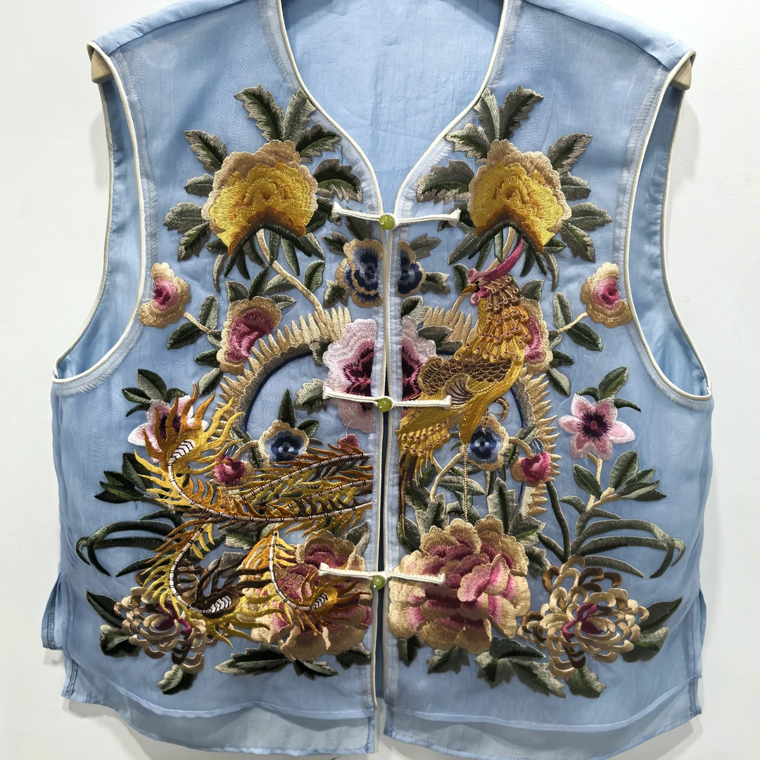 百搭套装马夹夏季透气宽松型刺绣绣花，定制类不支持无理由退换货。