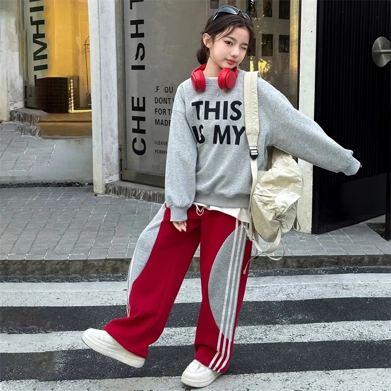 女童卫衣套装春秋款2025新款春装女孩大童韩系穿搭洋气运动两件套