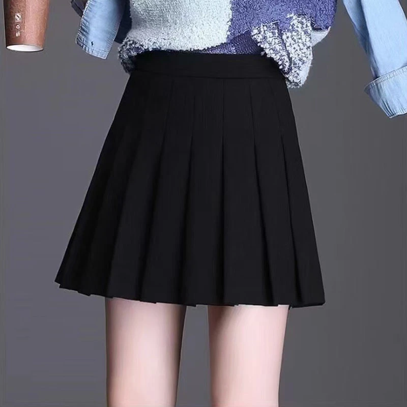 黑色百褶裙子高腰韩版小个子半身裙防走光百搭显瘦遮肚短裙A字裙