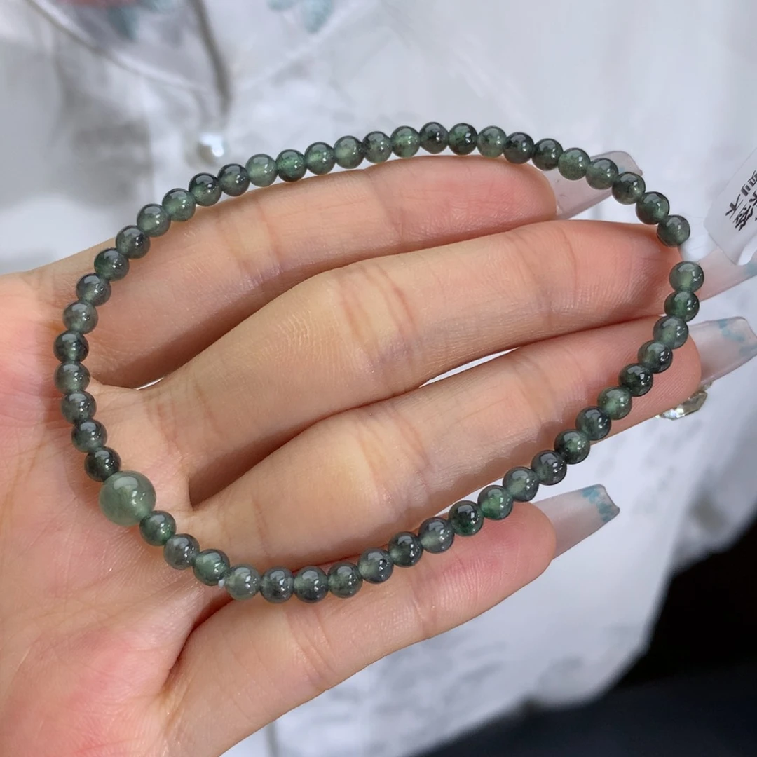 未镶嵌手链翡翠卡3.8冰胶乌鸡手串