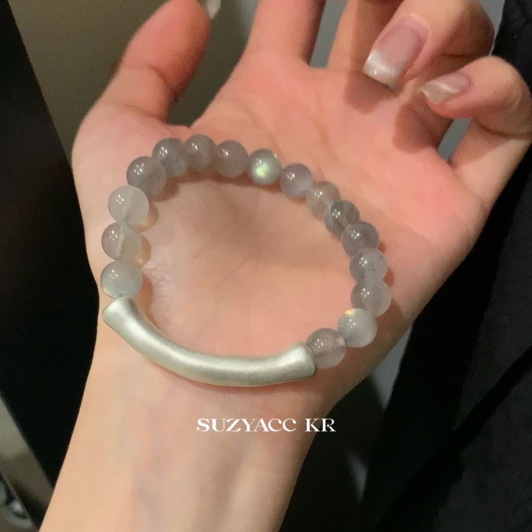 Suzyacc Kr 足银手链 足银【月光竹节】手链手串手工小众 C2281