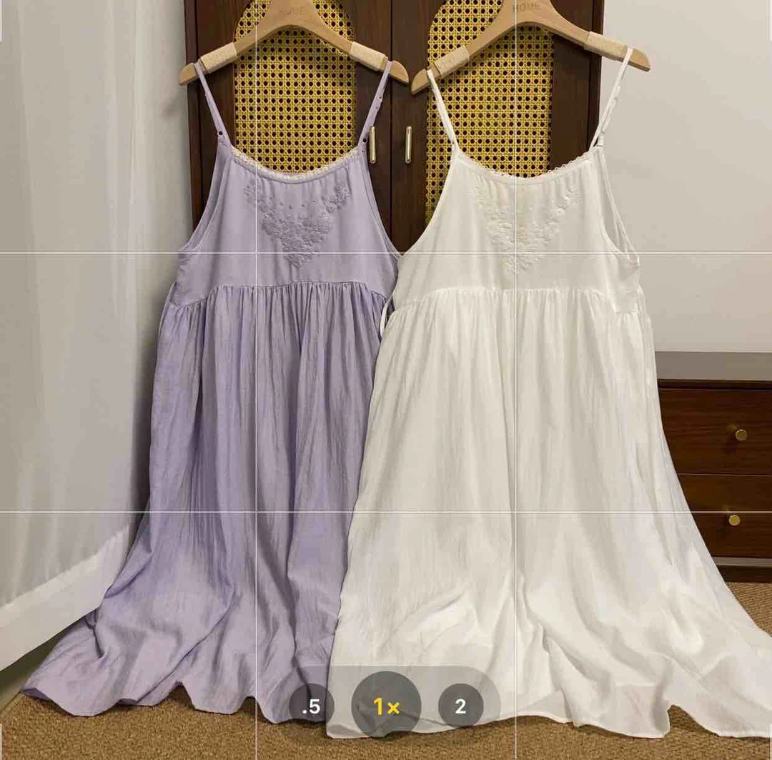 HOME（1058）森系简约刺绣吊带裙  FL