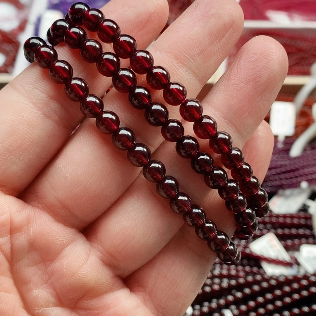 石榴石手链未镶嵌6mm老矿精品星光石榴石