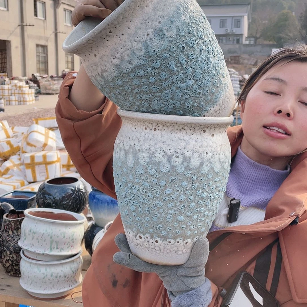 红陶王嫂花盆0122-143