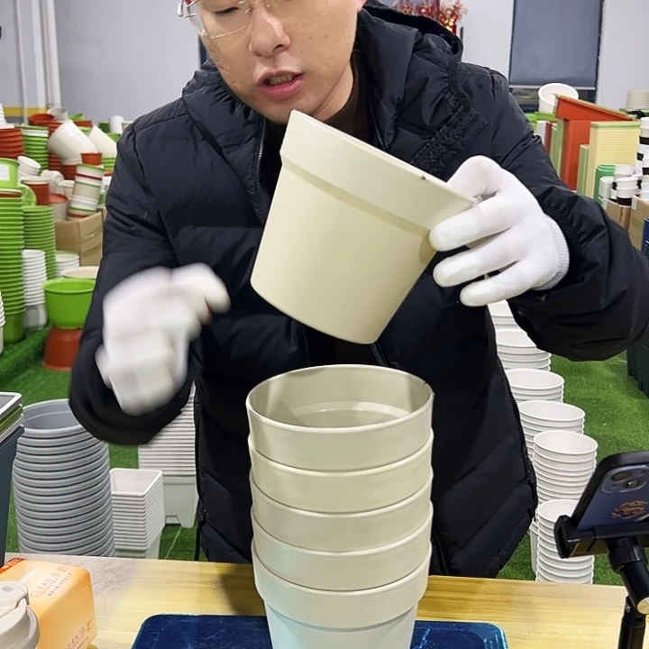 微瑕陶红口14高12.5米色6只无托