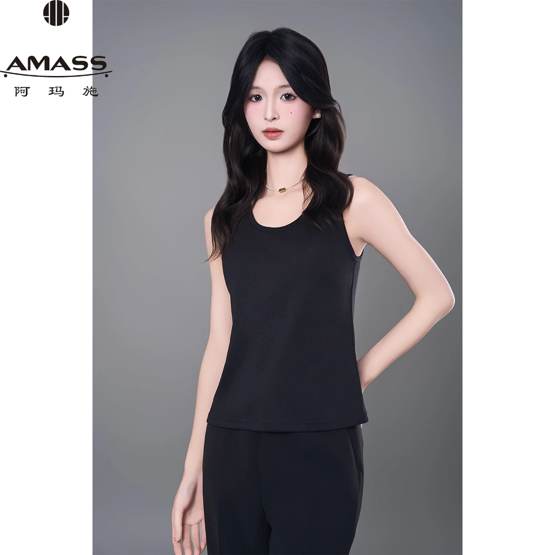 AMASS/阿玛施春夏新款简约百搭纯色薄款套头打底背心吊带女530072
