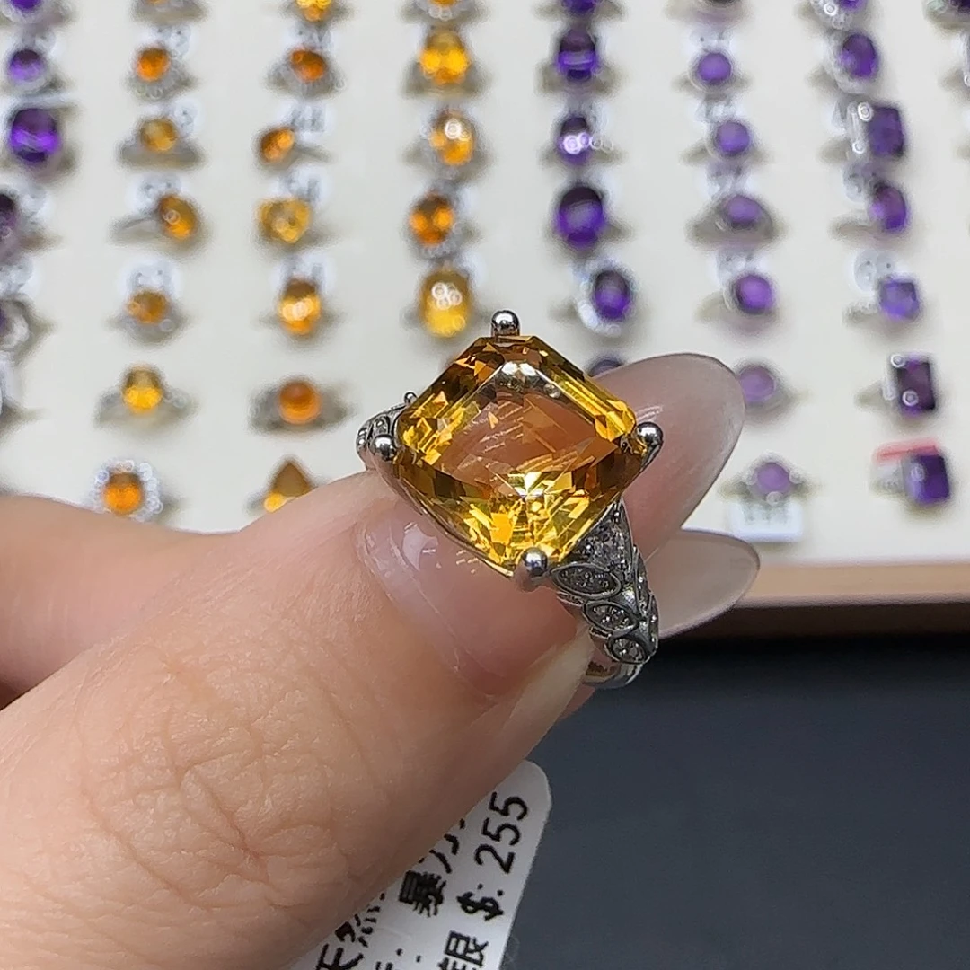 水晶珠宝半成品银S925镶嵌G 巴西黄