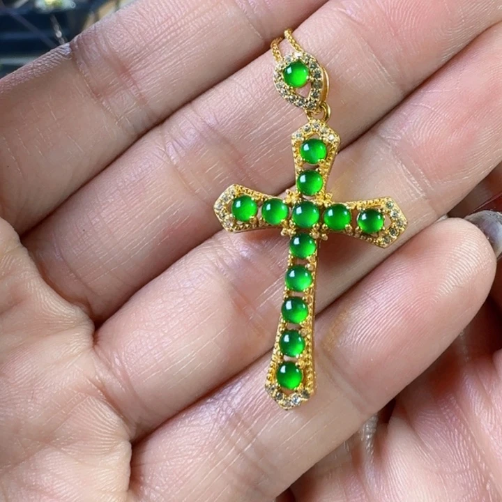 和田玉（翠青玉）颈饰银S925镶嵌?****