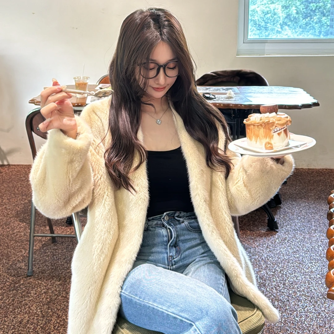 70cmV领经典款时尚简约气质休闲宽松水貂外套243