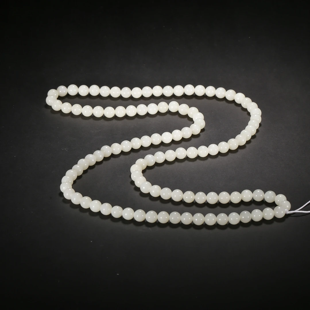 清代*白玉圆珠项链/13JTY3942/和田玉【北京文博】