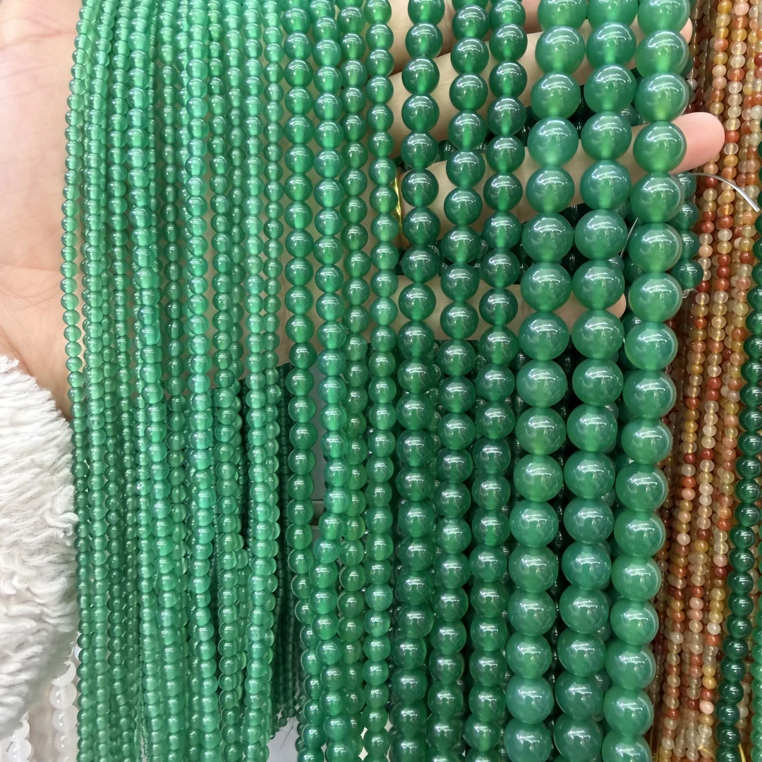 天然绿玛瑙A货圆珠散珠diy手链锁骨项链半成品饰品配件材料