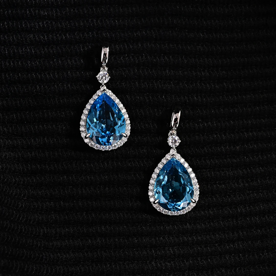 V90595-K S925银镶嵌托帕石吊坠-多样性发一件11.5*16.5mm（商城）