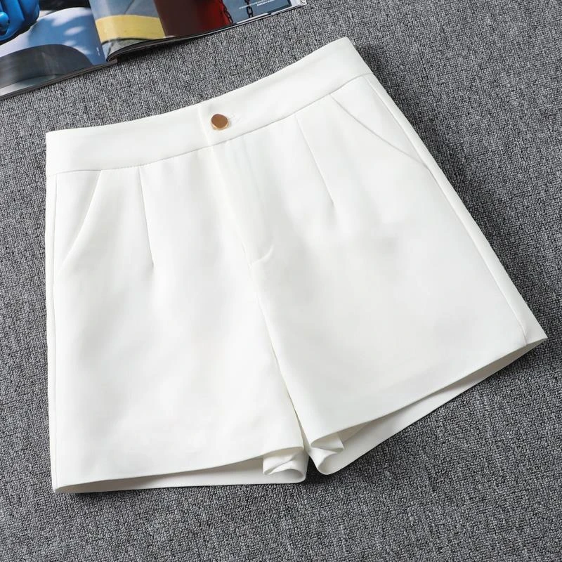 白色西装短裤女2024新款夏季高腰宽松休闲a字裤薄款热裤夏款
