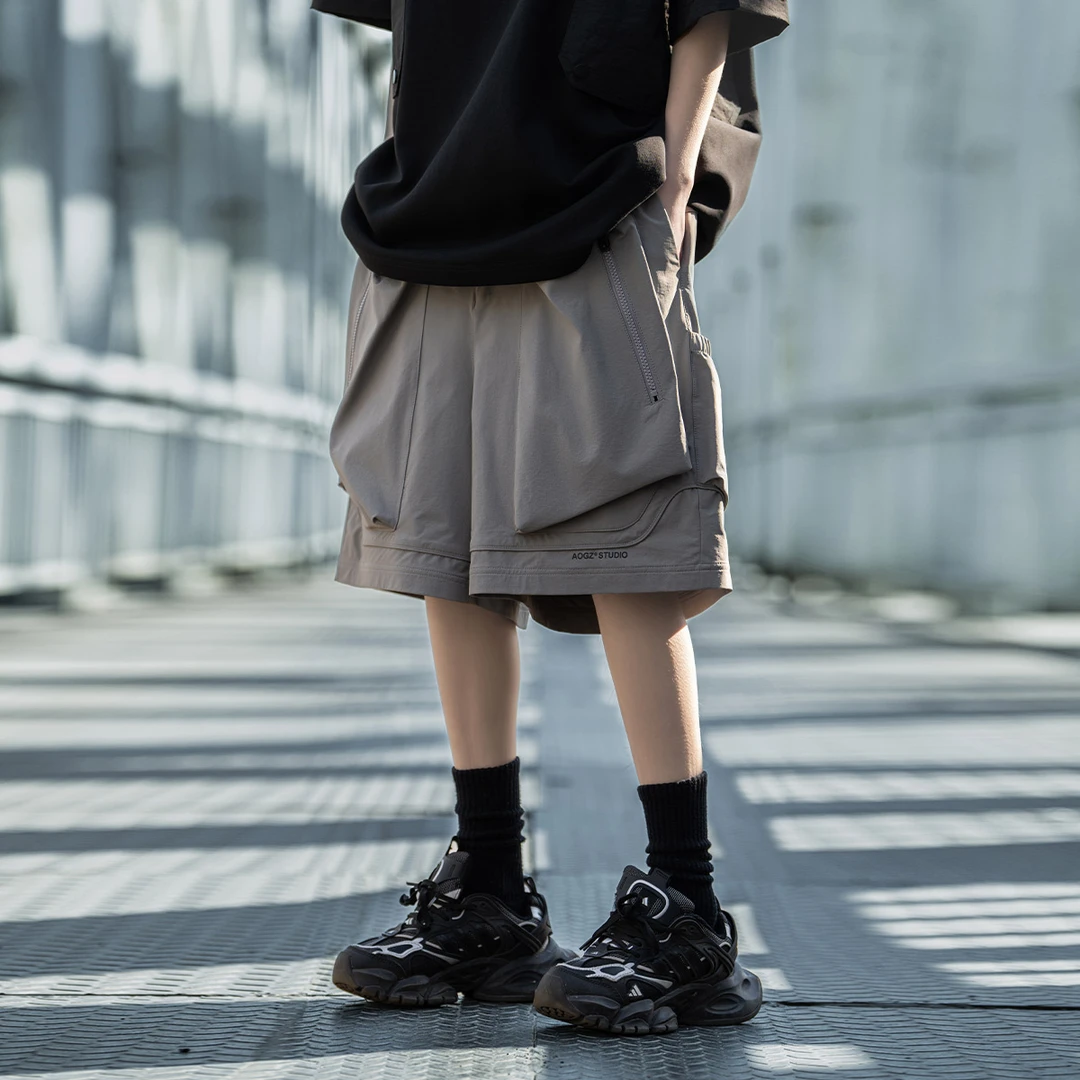 AOGZ美式大口袋运动短裤男夏季宽松百搭情侣直筒工装休闲五分裤子