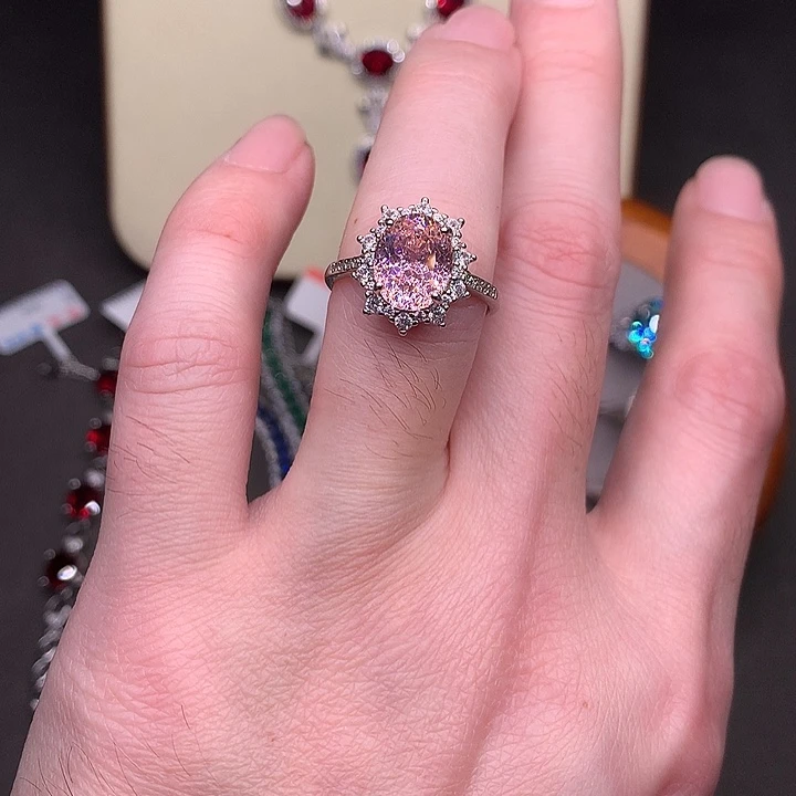 双色碧玺戒指银S925镶嵌