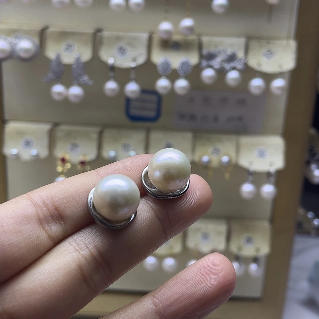 淡水珍珠耳饰银S925镶嵌