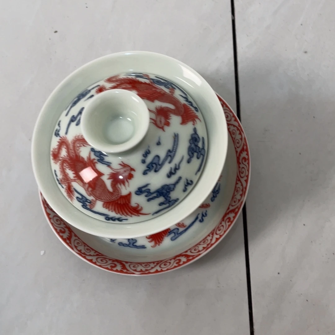 摆件陶景德镇凤凰盖碗jjjjj