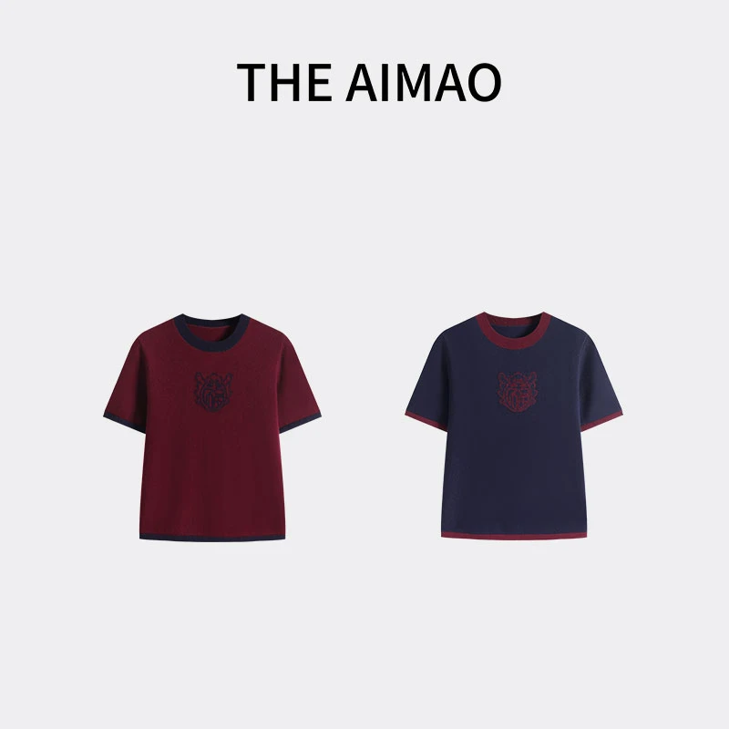 ”印花T”25精纺26支100%绵羊毛12针时髦撞色印花圆领T羊毛XYX81837