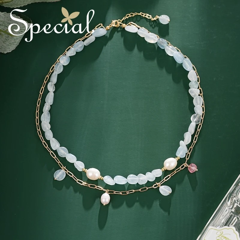 special 【宠爱专属】 淡水珍珠海蓝宝项链颈链地中海恋曲