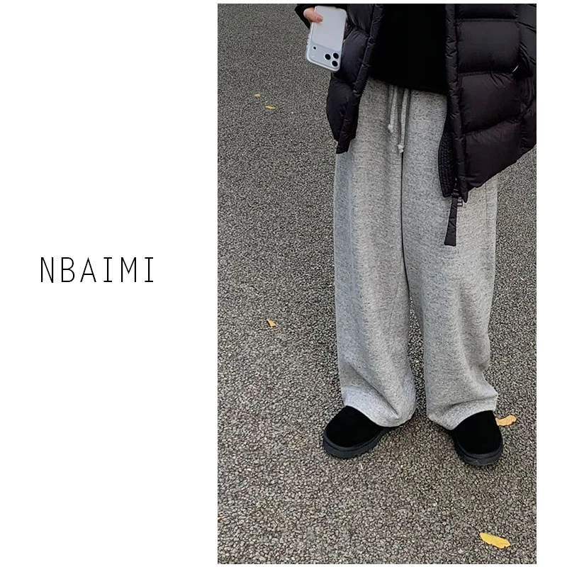芝麻裤 冬季休闲百搭宽松直筒设计感抽绳休闲裤