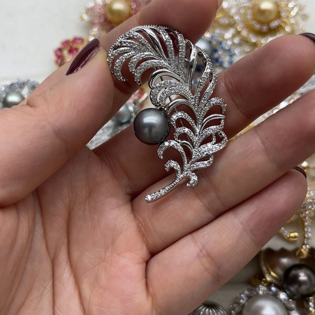 合金海水珍珠胸针