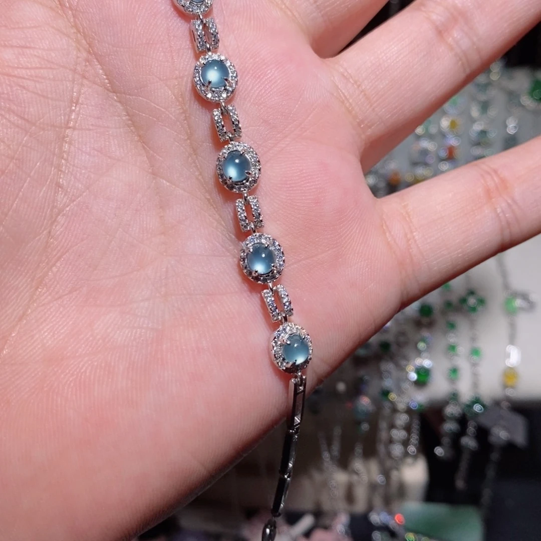 银S925镶嵌手链翡翠hi jk k
