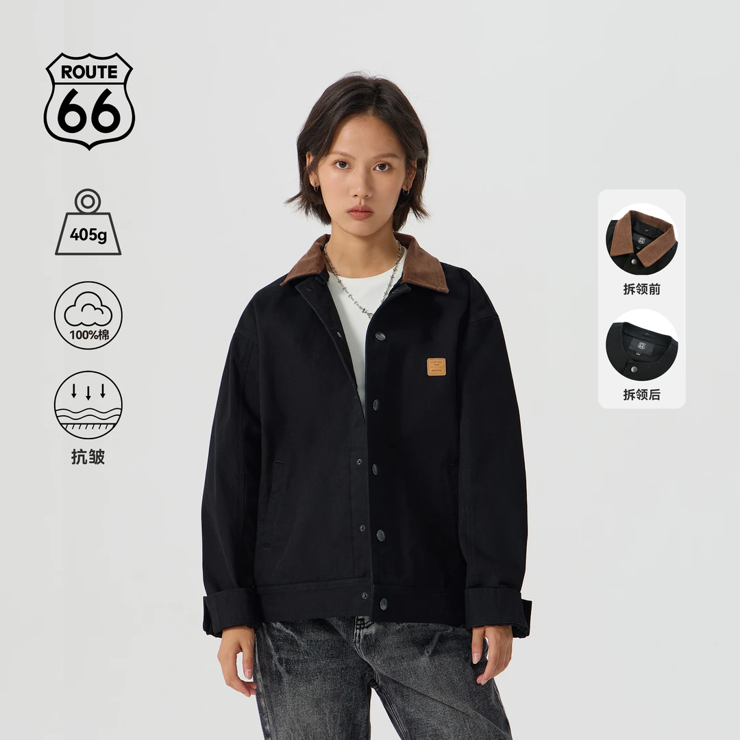 ROUTE 66 可拆卸翻领夹克男士秋季底特律美式工装外套R5D0603196