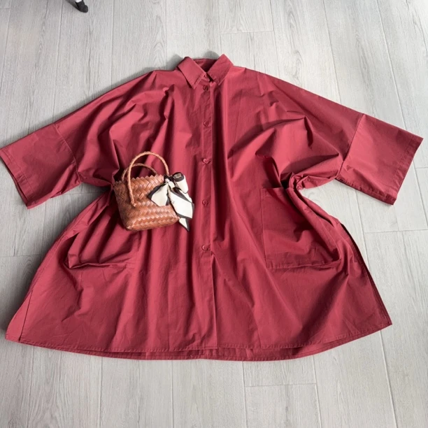 欧格家红色宽松衬衣