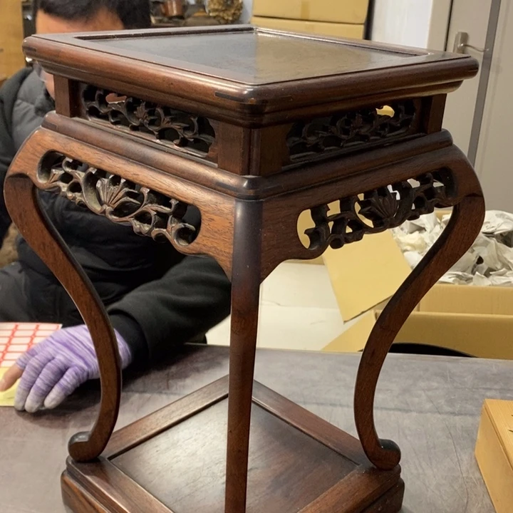 再***驰茶几条纹乌木类工艺品