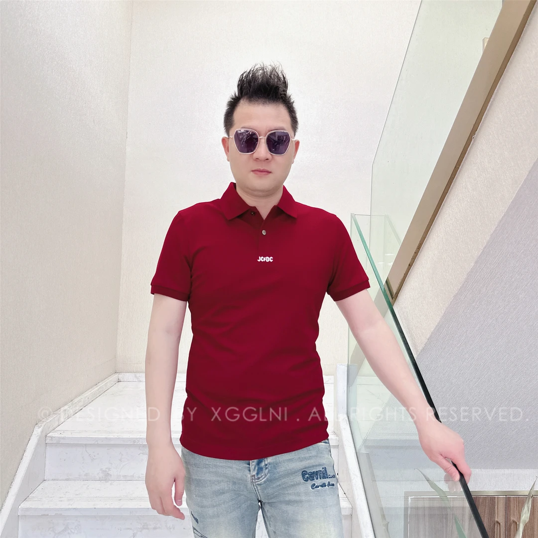 夏季款JCDC衣领口小字母男士品质高端轻奢洋气上档次短袖POLO衫
