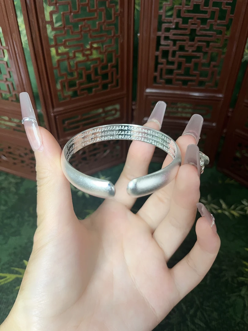 足银手镯 9号   磨砂贵妃心经   开口
