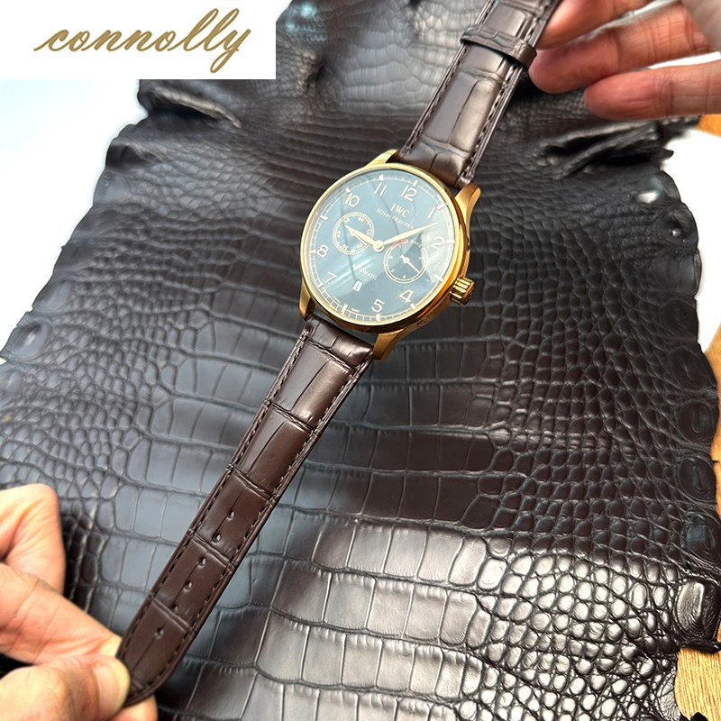 手工定制双面鳄鱼皮表带真皮适配积家江诗丹顿宝玑宝珀欧米茄表带