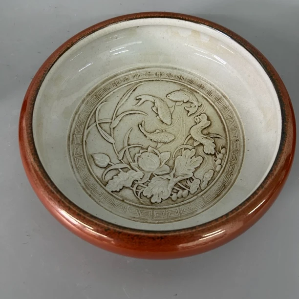 陶瓷 摆件 荷花鱼 水洗