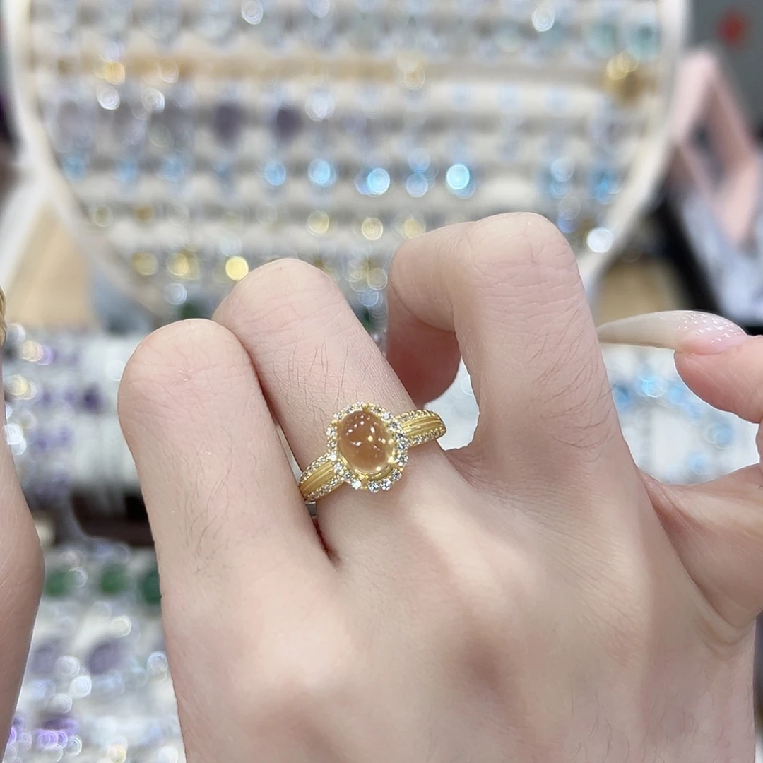薯***滴戒指黄晶银S925镶嵌