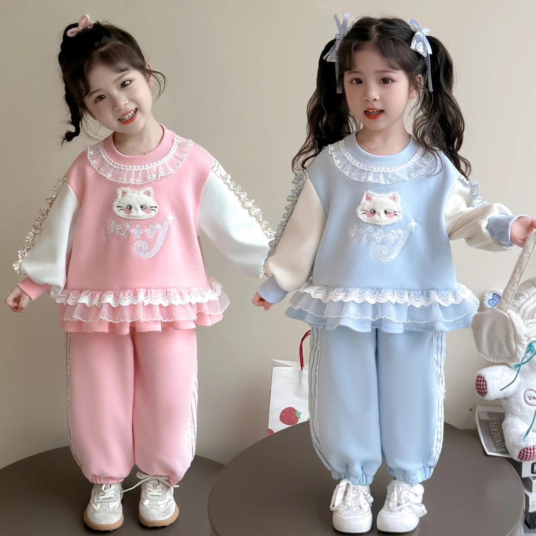 女童套装洋气甜美卡通儿童休闲卫衣两件套女孩宝宝春秋装2025新款