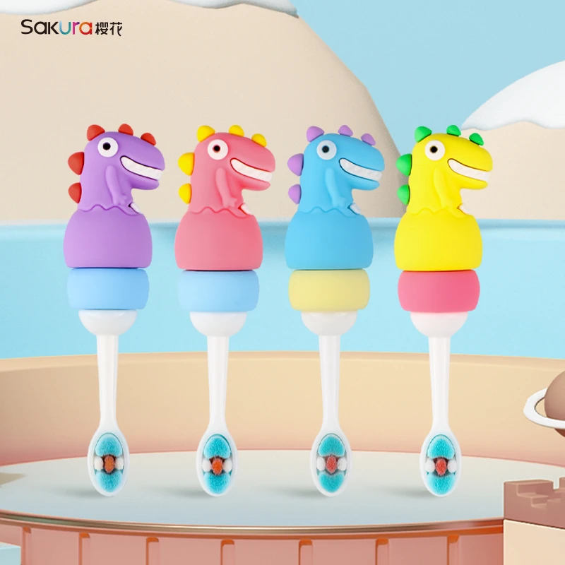 可爱卡通硅胶软毛牙刷适合2 - 7岁宝宝清洁乳牙