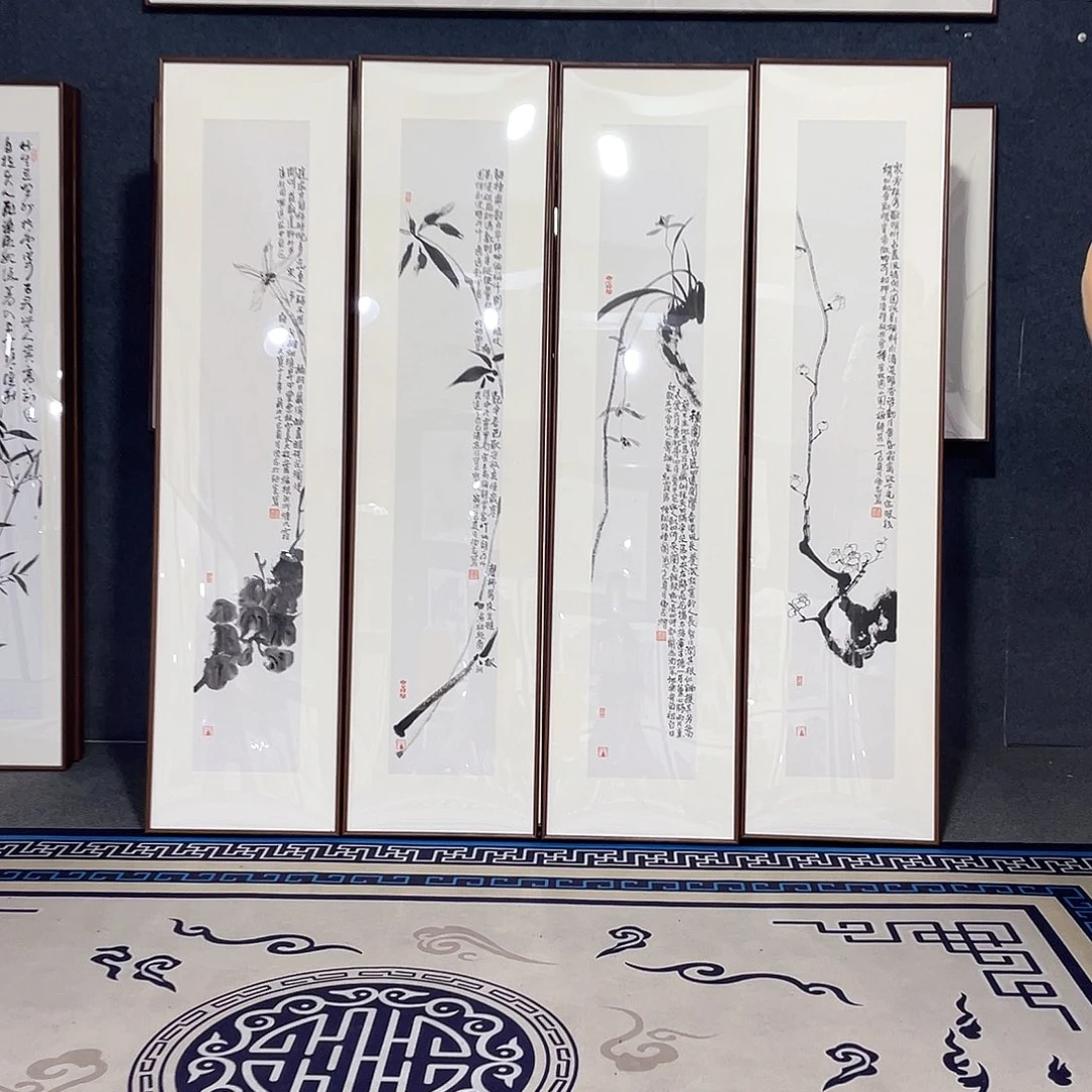 国画手绘画作品带框