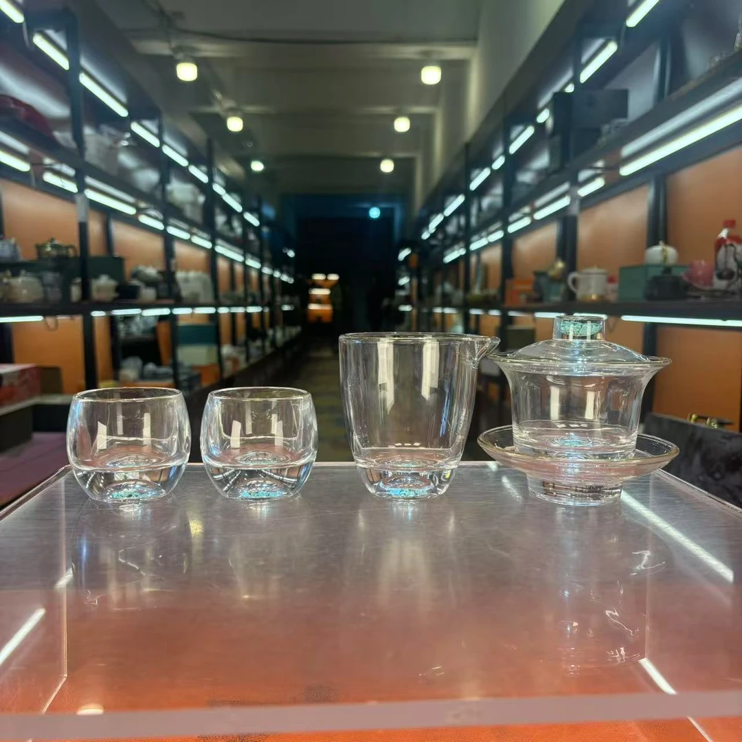 秋香茶具 水晶透明绿松石家用泡茶三才盖碗-2640