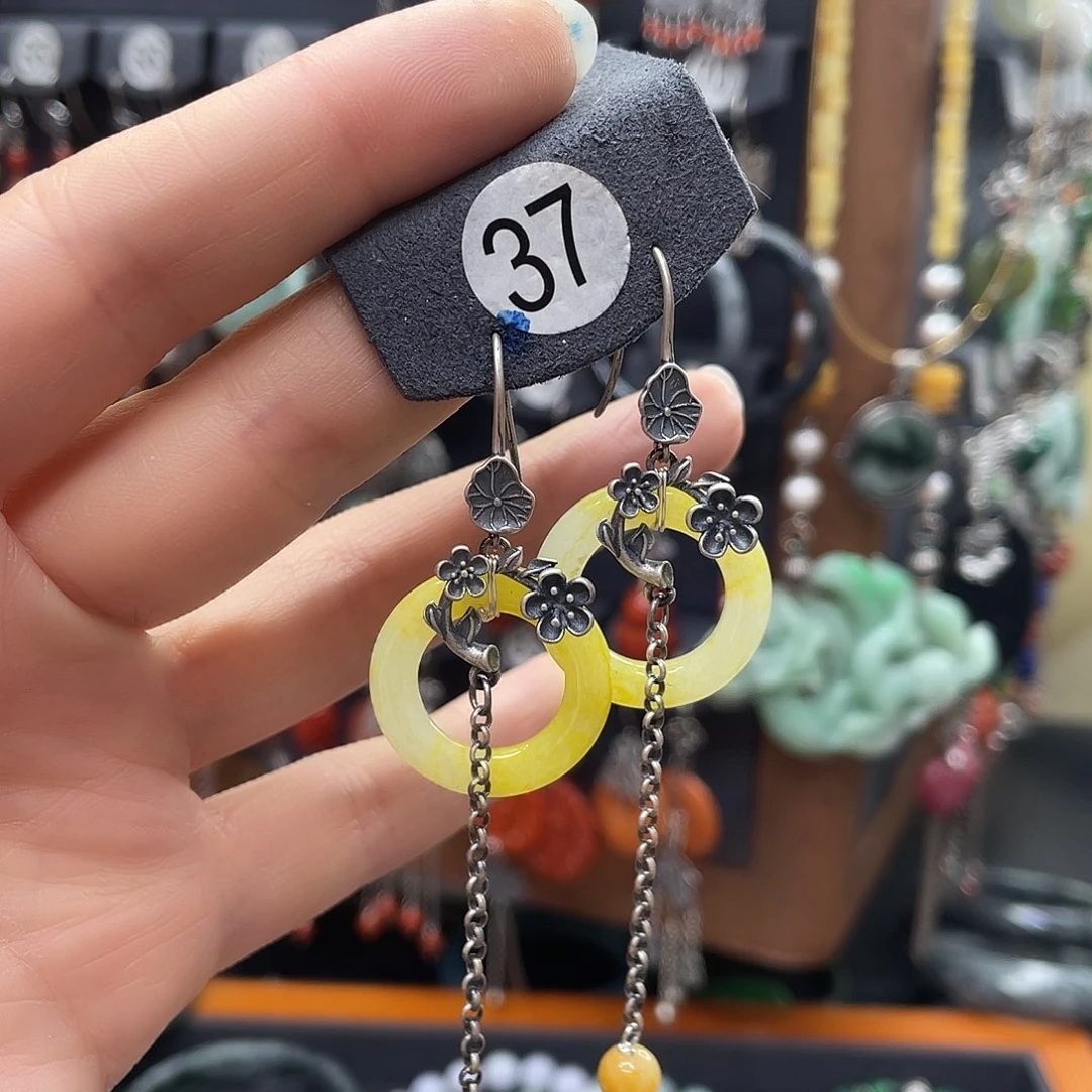 翡翠耳饰银S925镶嵌轻****约293ghjhhhh