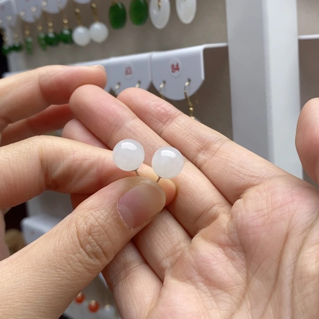银S925镶嵌和田玉耳饰