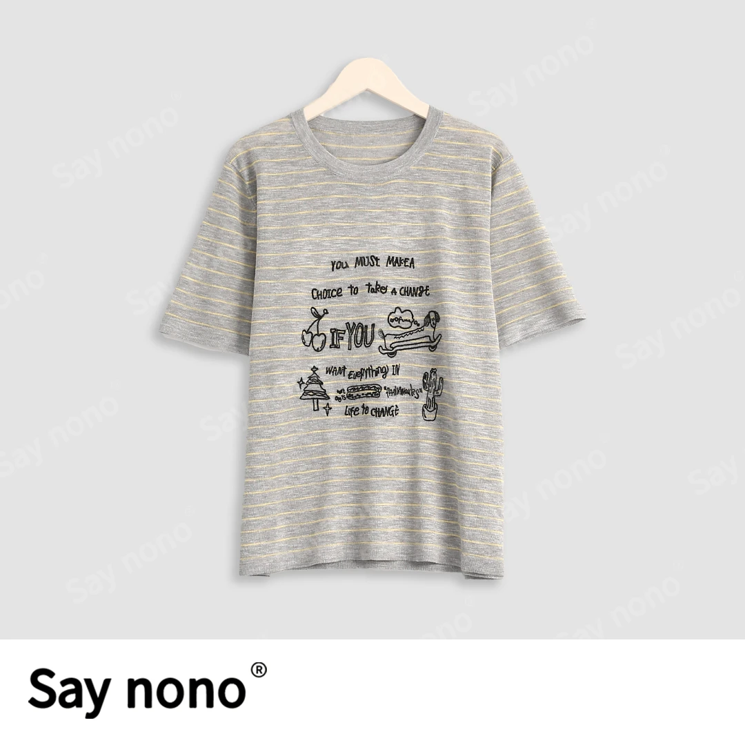 懒猫nono│Saynono 时尚圆领印花短袖T恤/XX32252309