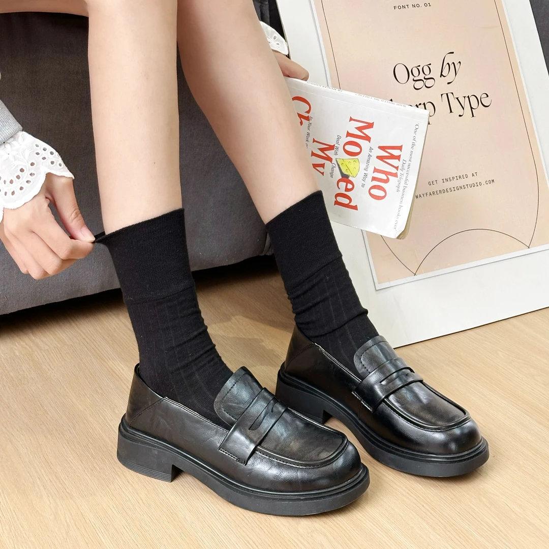夏新款时尚休闲女鞋英伦复古乐福鞋潮流百搭冷粘工艺H103